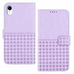 For iPhone XR Woven Embossed RFID Blocking Leather Phone Case(Purple)