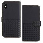 For iPhone X / XS Woven Embossed RFID Blocking Leather Phone Case(Black)