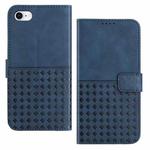 For iPhone SE 2022 / 7 / 8 Woven Embossed RFID Blocking Leather Phone Case(Blue)