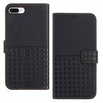 For iPhone 7 Plus / 8 Plus Woven Embossed RFID Blocking Leather Phone Case(Black)