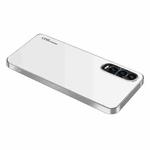 For Huawei P30 AG Frosted Electroplating Acrylic Phone Case(Silver White)