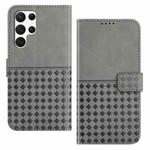 For Samsung Galaxy S24 Ultra 5G Woven Embossed RFID Blocking Leather Phone Case(Grey)