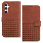 For Samsung Galaxy A15 Woven Embossed RFID Blocking Leather Phone Case(Brown)