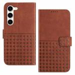 For Samsung Galaxy S23+ 5G Woven Embossed RFID Blocking Leather Phone Case(Brown)