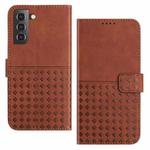 For Samsung Galaxy S22 5G Woven Embossed RFID Blocking Leather Phone Case(Brown)