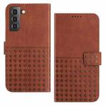 For Samsung Galaxy S21 5G Woven Embossed RFID Blocking Leather Phone Case(Brown)