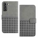 For Samsung Galaxy S21 5G Woven Embossed RFID Blocking Leather Phone Case(Grey)