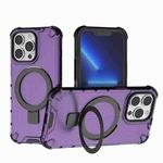 For iPhone 13 Pro Grating Holder Shockproof Phone Case(Purple)