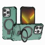 For iPhone 14 Pro Grating Holder Shockproof Phone Case(Green)