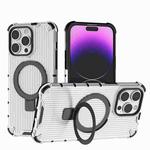 For iPhone 14 Pro Max Grating Holder Shockproof Phone Case(Transparent)