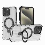 For iPhone 15 Pro Max Grating Holder Shockproof Phone Case(Transparent)