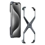 For iPhone 15 Pro Frameless X-shaped Metal Phone Case(Grey)