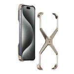 For iPhone 15 Pro Frameless X-shaped Metal Phone Case(Titanium Gold)