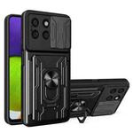 For Honor X8b Sliding Camshield TPU+PC Phone Case with Card Slot(Black)