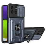 For Honor X8b Sliding Camshield TPU+PC Phone Case with Card Slot(Grey)
