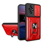 For Honor 200 Sliding Camshield TPU+PC Phone Case with Card Slot(Red)