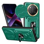 For Honor X60 Pro / X9c Sliding Camshield TPU+PC Phone Case with Card Slot(Dark Green)
