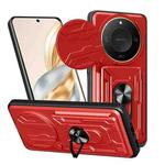 For Honor X9c Smart Sliding Camshield TPU+PC Phone Case with Card Slot(Red)