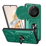 For Honor X9c Smart Sliding Camshield TPU+PC Phone Case with Card Slot(Dark Green)