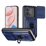 For Honor 400 Global 156.5mm Sliding Camshield TPU+PC Phone Case with Card Slot(Blue)