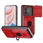 For Honor 400 Global 156.5mm Sliding Camshield TPU+PC Phone Case with Card Slot(Red)