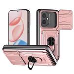 For Honor 400 Global 156.5mm Sliding Camshield TPU+PC Phone Case with Card Slot(Rose Gold)