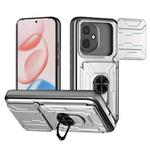 For Honor 400 Global 156.5mm Sliding Camshield TPU+PC Phone Case with Card Slot(White)