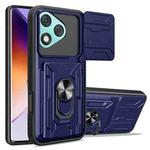 For Honor 400 Lite Global Sliding Camshield TPU+PC Phone Case with Card Slot(Blue)