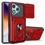For Honor 400 Lite Global Sliding Camshield TPU+PC Phone Case with Card Slot(Red)