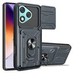 For Honor 400 Lite Global Sliding Camshield TPU+PC Phone Case with Card Slot(Grey)