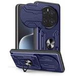 For Honor Magic7 Pro Sliding Camshield TPU+PC Phone Case with Card Slot(Blue)