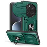 For Honor Magic7 Pro Sliding Camshield TPU+PC Phone Case with Card Slot(Dark Green)