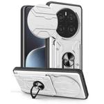 For Honor Magic7 Pro Sliding Camshield TPU+PC Phone Case with Card Slot(White)