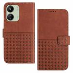 For Xiaomi Redmi 13C 4G Woven Embossed RFID Blocking Leather Phone Case(Brown)