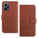 For Xiaomi Redmi Note 12 5G Woven Embossed RFID Blocking Leather Phone Case(Brown)