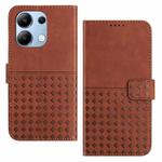 For Xiaomi Redmi Note 13 4G Woven Embossed RFID Blocking Leather Phone Case(Brown)