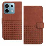 For Xiaomi Redmi Note 13 5G Woven Embossed RFID Blocking Leather Phone Case(Brown)