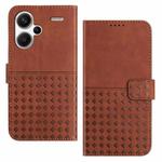 For Xiaomi Redmi Note 13 Pro+ Woven Embossed RFID Blocking Leather Phone Case(Brown)