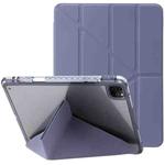 For iPad Pro 11 2024 Clear Acrylic Deformation Leather Tablet Case(Lavender Purple)