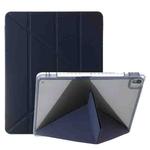 For iPad Air 13 2024 Clear Acrylic Deformation Leather Tablet Case(Dark Blue)