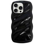 For iPhone 15 Pro Max Solid Color Waves PC Hybrid TPU Phone Case(Black)