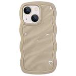 For iPhone 15 Solid Color Waves PC Hybrid TPU Phone Case(Beige)