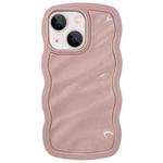 For iPhone 15 Solid Color Waves PC Hybrid TPU Phone Case(Pink)