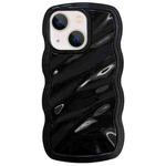 For iPhone 14 Solid Color Waves PC Hybrid TPU Phone Case(Black)