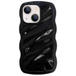 For iPhone 13 Solid Color Waves PC Hybrid TPU Phone Case(Black)