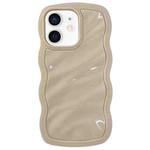 For iPhone 12 Solid Color Waves PC Hybrid TPU Phone Case(Beige)