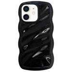 For iPhone 12 Solid Color Waves PC Hybrid TPU Phone Case(Black)