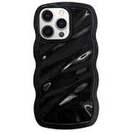 For iPhone 12 Pro Max Solid Color Waves PC Hybrid TPU Phone Case(Black)