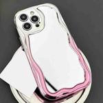 For iPhone 15 Pro Gradient Wave Mirror TPU Phone Case(Pink)