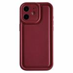 For iPhone 12 Frosted Leather Texture TPU Phone Case(Wine Red)